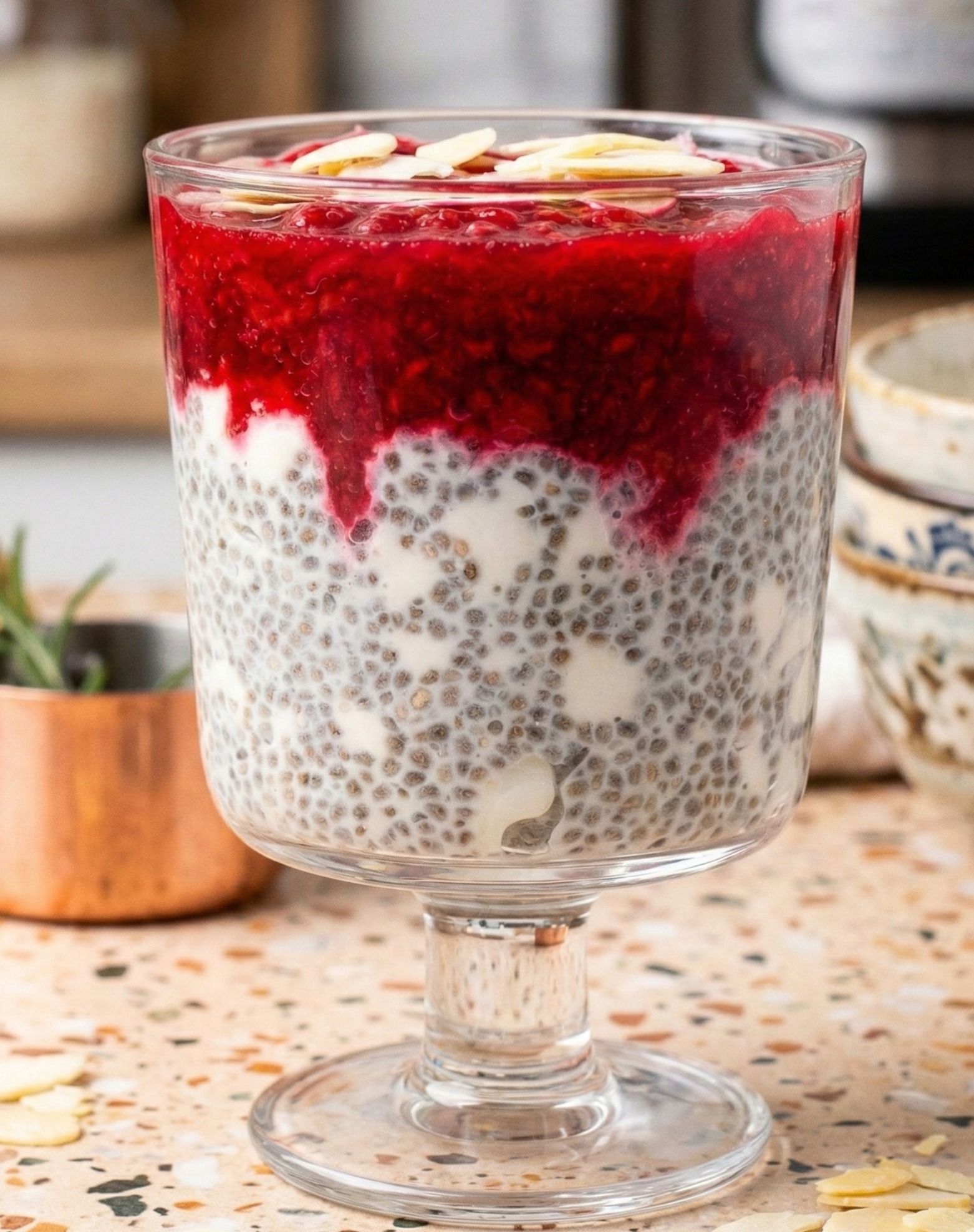 Raspberry Chia Pudding with Cottage Cheese
