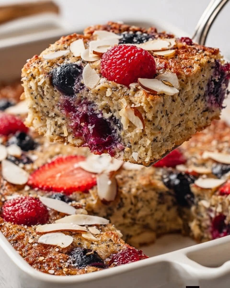 Baked Oatmeal with Berries and Almonds