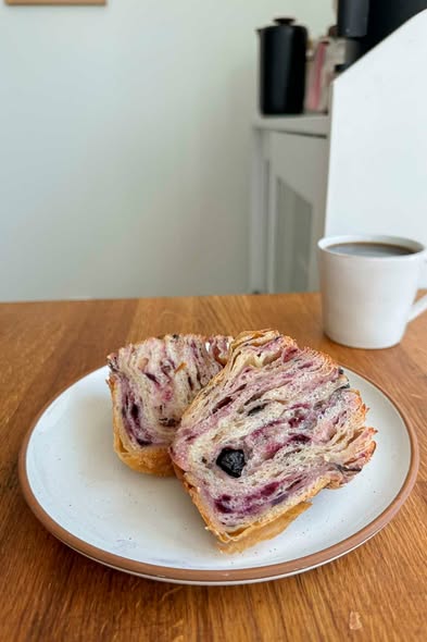 Homemade Sourdough Blueberry Cruffins