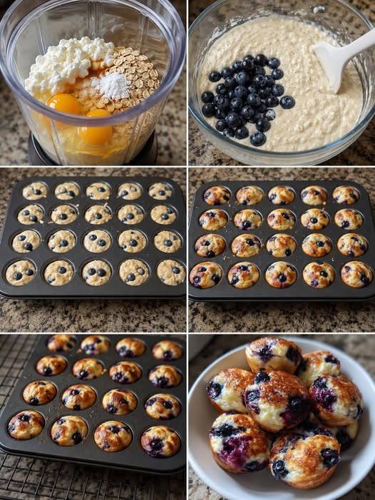 Fluffy Blueberry Cottage Cheese Pancake Bites