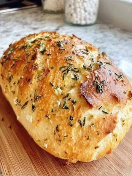 Rustic No-Knead Rosemary Garlic Bread