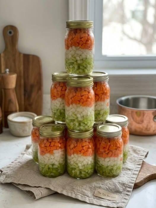 Homemade Chopped Vegetable Soup Starter Jars